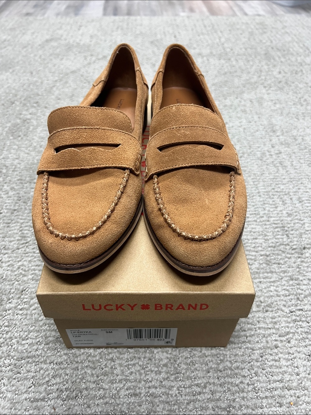 Lucky Brand Men’s Suede Penny Loafers in Tan Brown